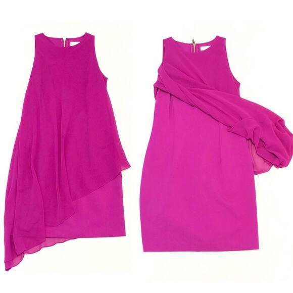 Ted Baker Locie Sheer Asymmetric Chiffon Overlay Mini Dress Small Cocktail Sheer - Picture 2 of 13